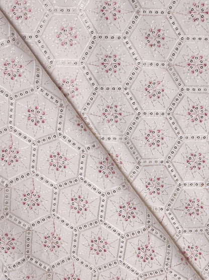 Geometric Embroidered Mono Silk Fabric