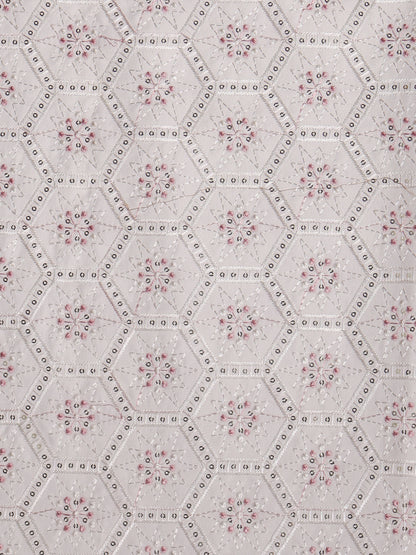Geometric Embroidered Mono Silk Fabric