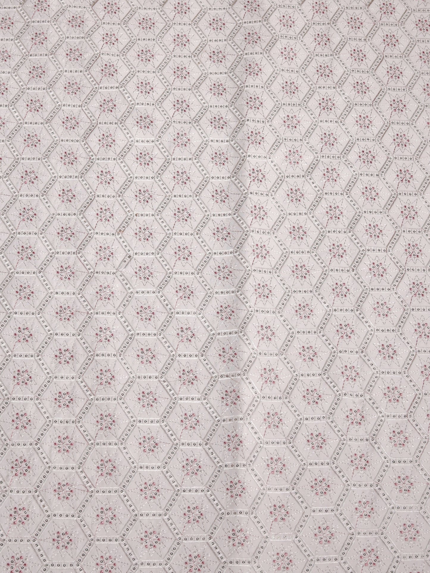 Geometric Embroidered Mono Silk Fabric