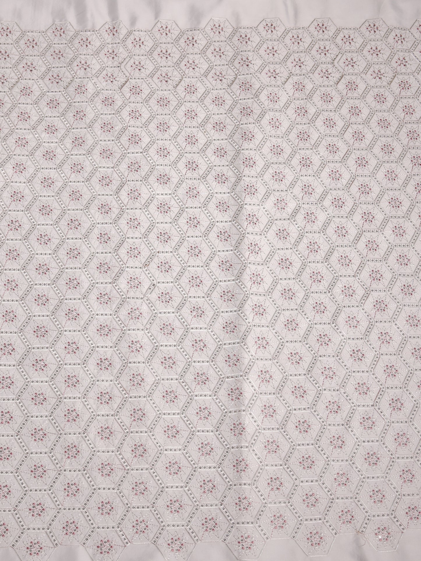 Geometric Embroidered Mono Silk Fabric