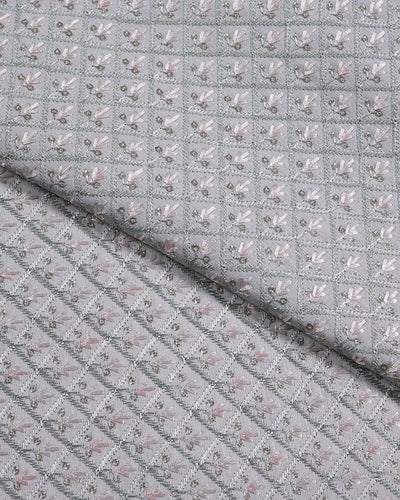 Gray Hexa Repeat Pattern On Silk