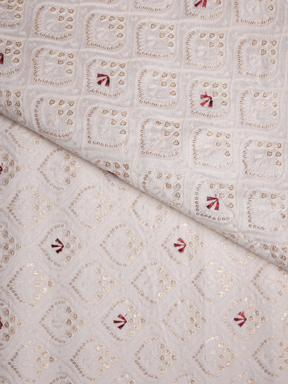 Hexa Embroidered Mono Silk Fabric