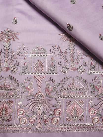 Mughal-inspired motifs with floral patterns in Viscose Fabric
