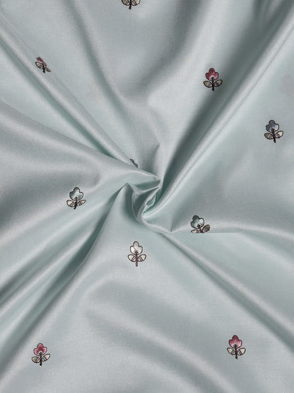 Delicate Garden-Inspired Multicolor Floral Embroidered Viscose Silk Fabric