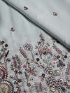 Delicate Garden-Inspired Multicolor Floral Embroidered Viscose Silk Fabric