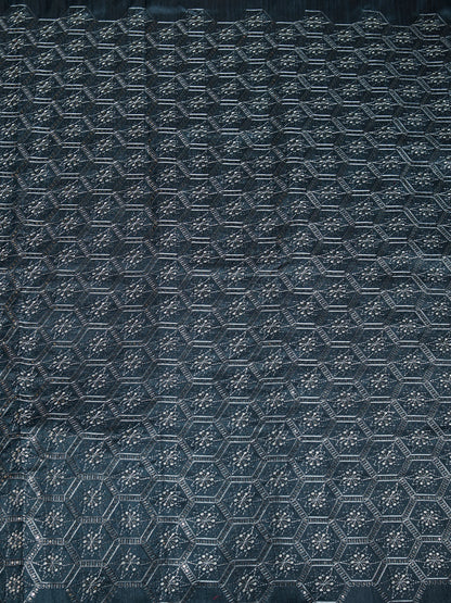 Geometric Embroidered Mono Silk Fabric