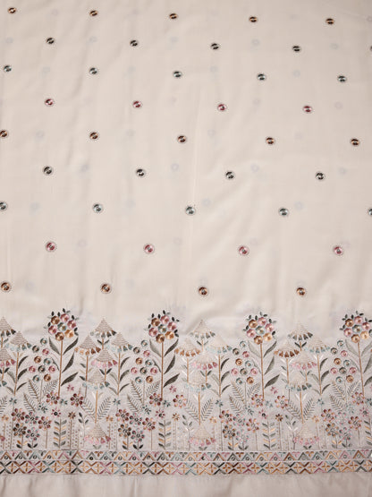 Viscose Silk Fabric with Butta & Heavy Border Work