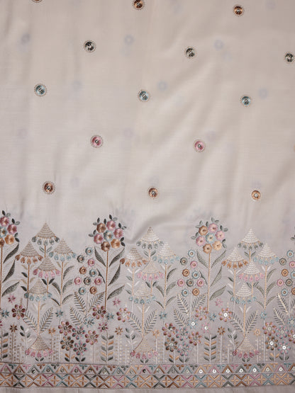 Viscose Silk Fabric with Butta & Heavy Border Work