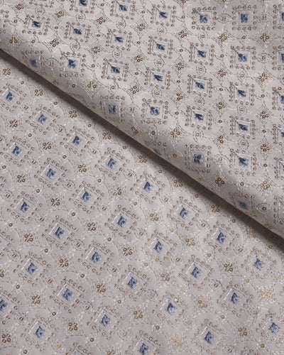 Diamond Embroidered Viscose Silk Fabric with Sequin Accents