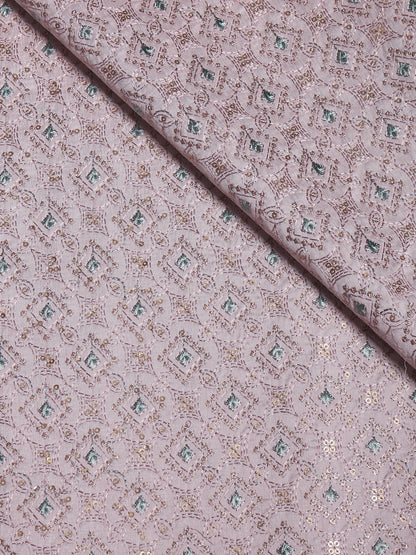 Diamond Embroidered Viscose Silk Fabric with Sequin Accents