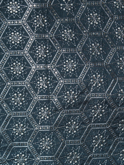 Geometric Embroidered Mono Silk Fabric