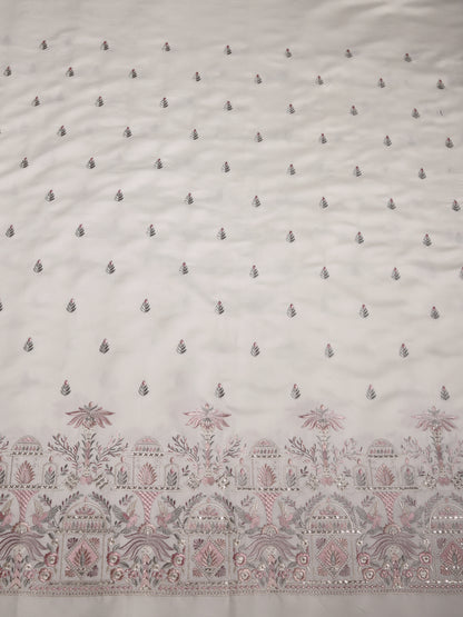 Mughal-inspired motifs with floral patterns in Viscose Fabric